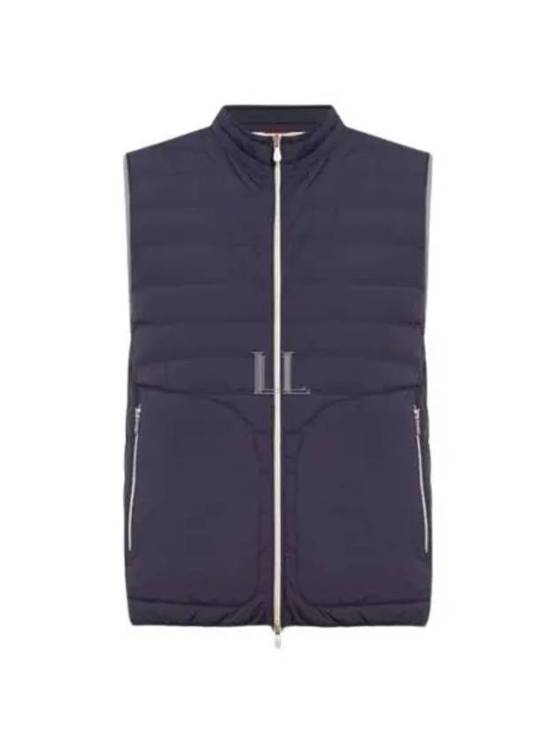 Men's Quilted Feather Down Vest Navy - BRUNELLO CUCINELLI - BALAAN 2