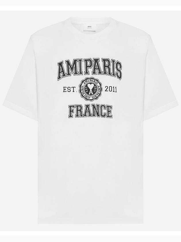 Varsity Logo Short Sleeve T-Shirt White - AMI - BALAAN 2