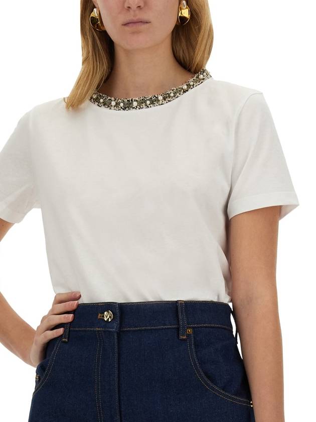 T-SHIRT WITH EMBROIDERED COLLAR - NINA RICCI - BALAAN 4