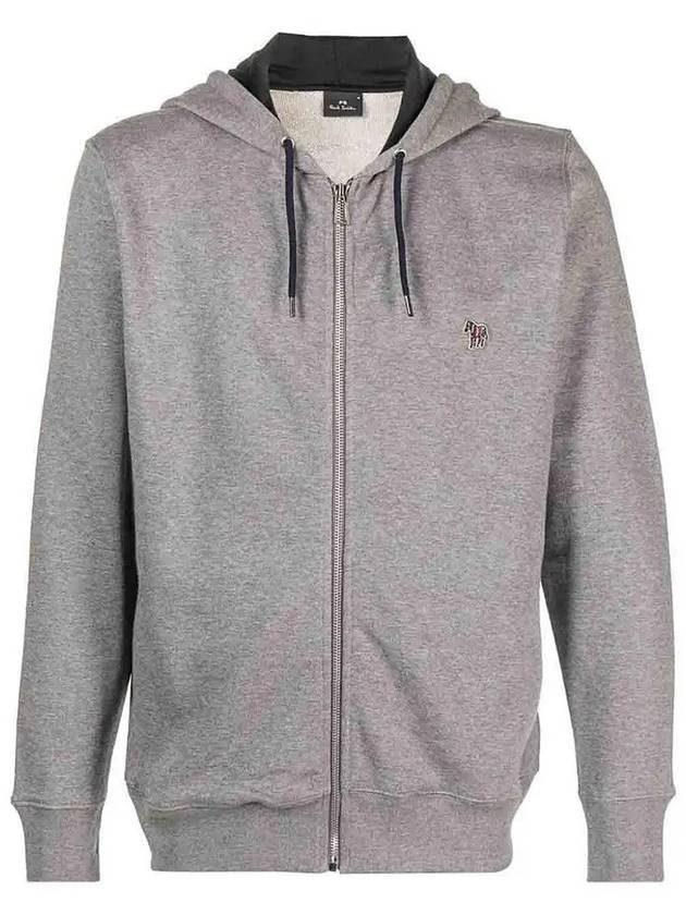 Zebra Logo Cotton Zip Up Hoodie Grey - PAUL SMITH - BALAAN 3