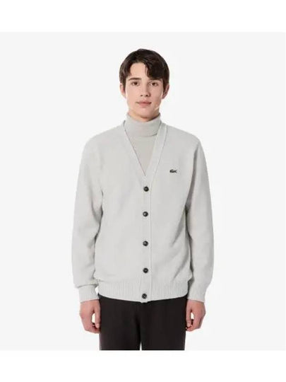 Men's Basic V-Neck Cardigan Light Grey - LACOSTE - BALAAN 2