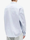 Heart Logo Stripe Oversized Fit Long Sleeve Shirt White Light Blue - AMI - BALAAN 5