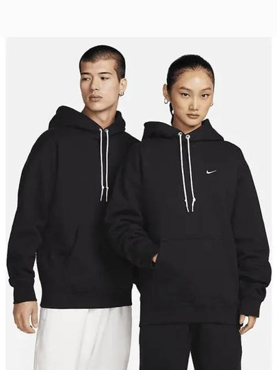 Solo Swoosh Fleece Pullover Hoodie Black - NIKE - BALAAN 2