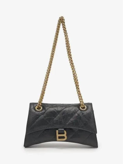 Women's Crush Logo Gold Chain Small Shoulder Bag Black - BALENCIAGA - BALAAN 2