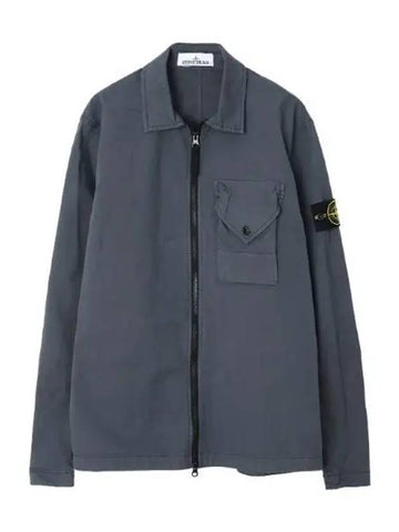 Stretch cotton gabardine overshirt regular fit men s jacket - STONE ISLAND - BALAAN 1