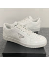 Men's Downtown Triangle Logo Leather Low Top Sneakers White - PRADA - BALAAN 4