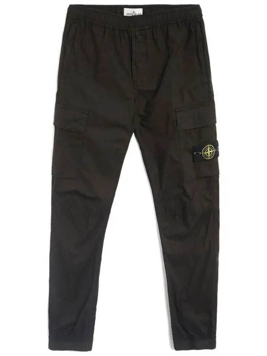 Stretch Cotton Tela Paracadute Cargo Straight Pants Black - STONE ISLAND - BALAAN 2