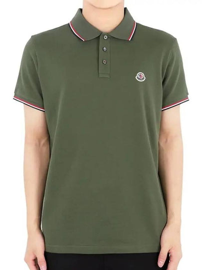 Men's threeline collar wappen PK short sleeve khaki 8A70300 84556 876 - MONCLER - BALAAN 2