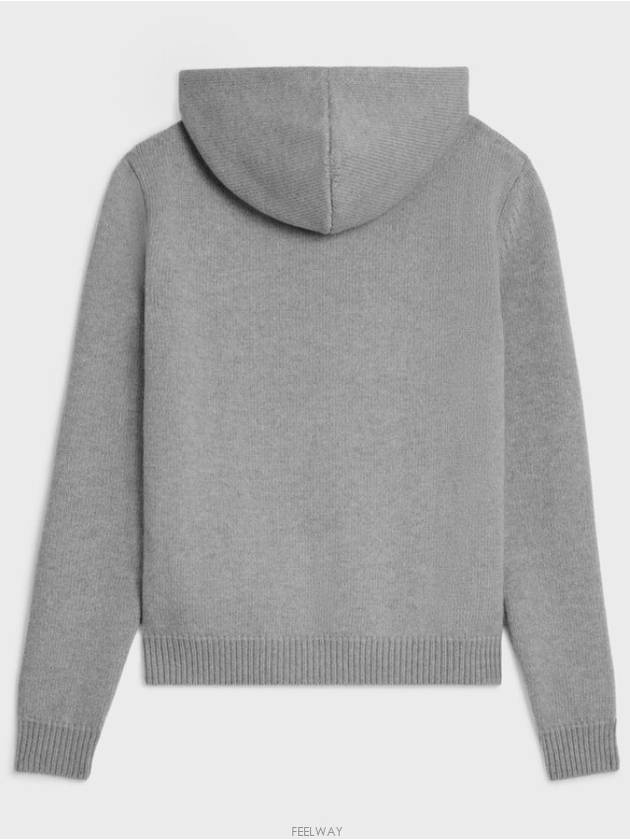 Triomphe Wool Zip-Up Hoodie Medium Grey - CELINE - BALAAN 4