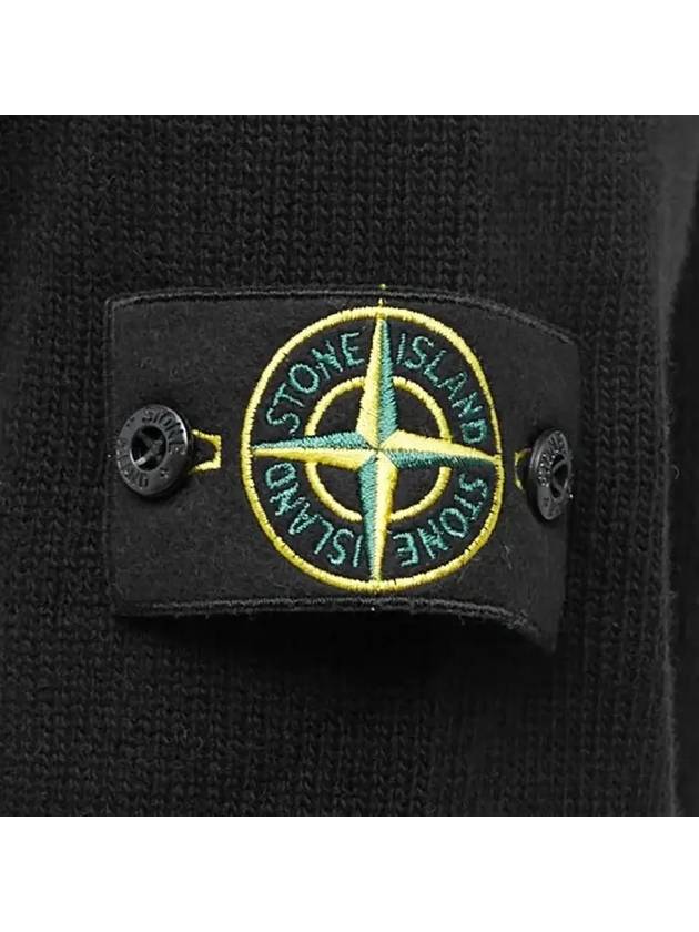 Logo Patch Crew Neck Wool Knit Top Black - STONE ISLAND - BALAAN 6