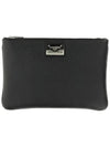 Metal Logo Grain Calfskin Clutch Bag Black - DOLCE&GABBANA - BALAAN 1