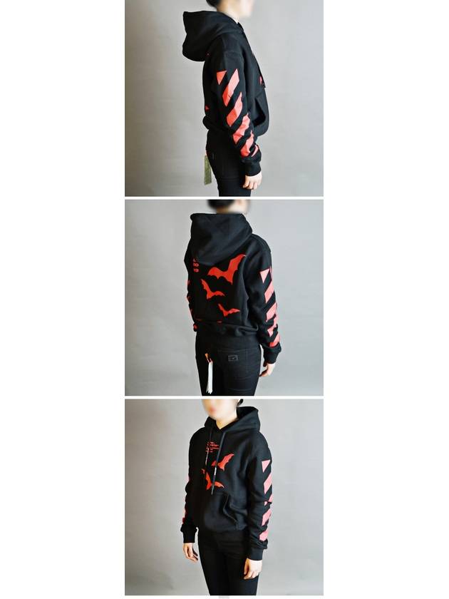 Women's Redvet Print Hooded Black - OFF WHITE - BALAAN.