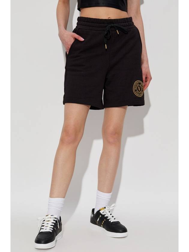 Versace Jeans Couture Shorts With Embroidered Logo, Women's, Black - VERSACE - BALAAN 3