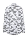 All-Over Stamp Logo Oversized Fit Long Sleeve Shirt Black White - VETEMENTS - BALAAN 1