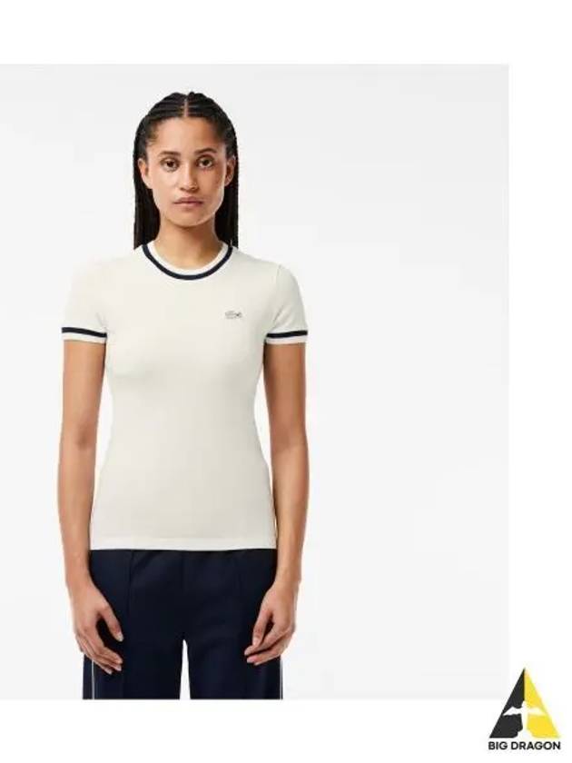 Women s Slim Fit Tipping Short Sleeve T Shirt White - LACOSTE - BALAAN 1