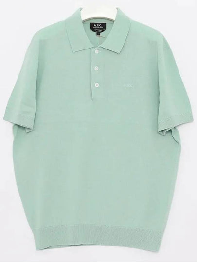 Embroidered Logo Knit Polo Shirt Green - A.P.C. - BALAAN 2