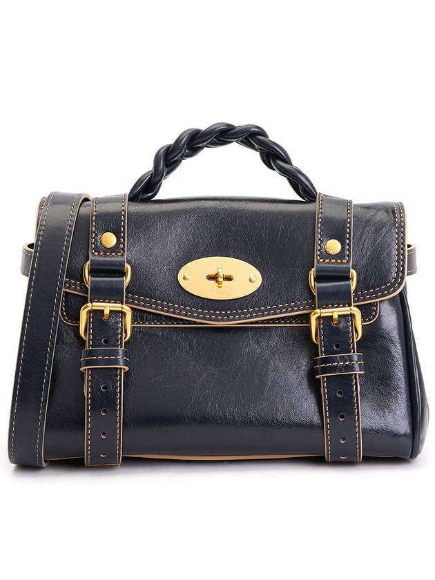 Contrast Raw Edge Mini Alexa Tote Bag Dark Navy - MULBERRY - BALAAN 2