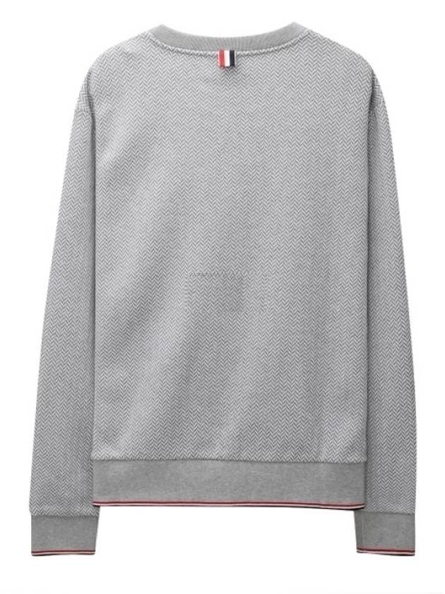 Men's Trimmed Herringbone Cotton Sweatshirt Grey - THOM BROWNE - BALAAN 3