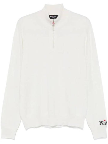 Logo Zip Up Sweatshirt White - KITON - BALAAN 1