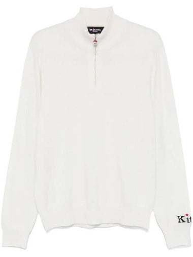 Logo Zip Up Sweatshirt White - KITON - BALAAN 1