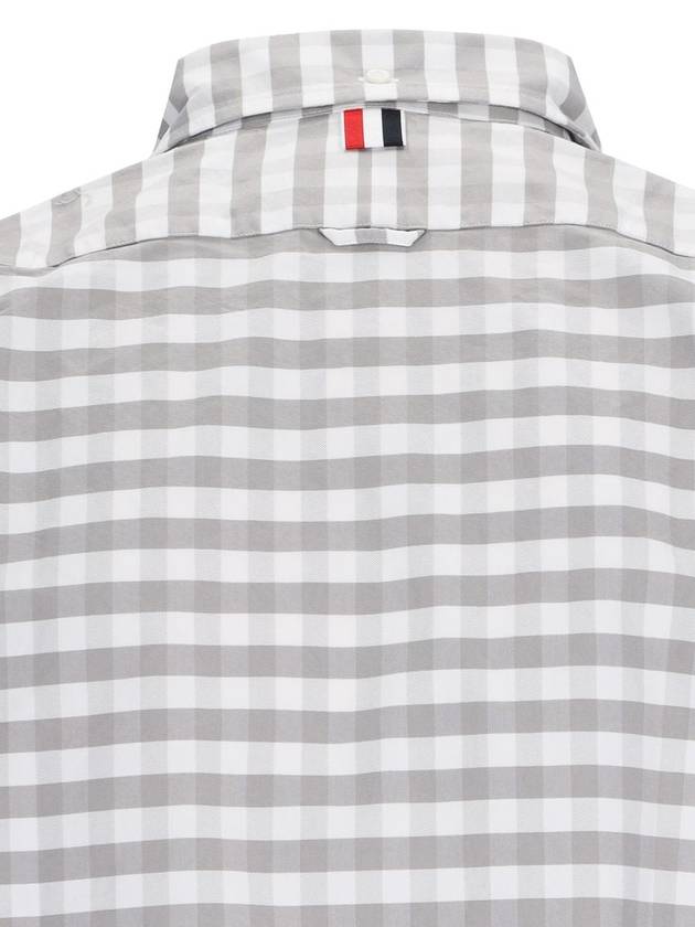 Men's Check Oxford Long Sleeve Shirt Grey - THOM BROWNE - BALAAN 6