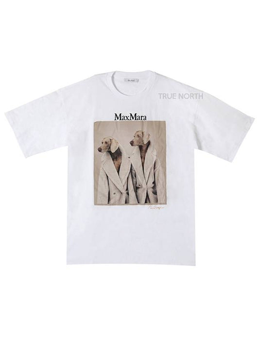 Wegman Print Cotton Short Sleeve T-Shirt White - MAX MARA - BALAAN.