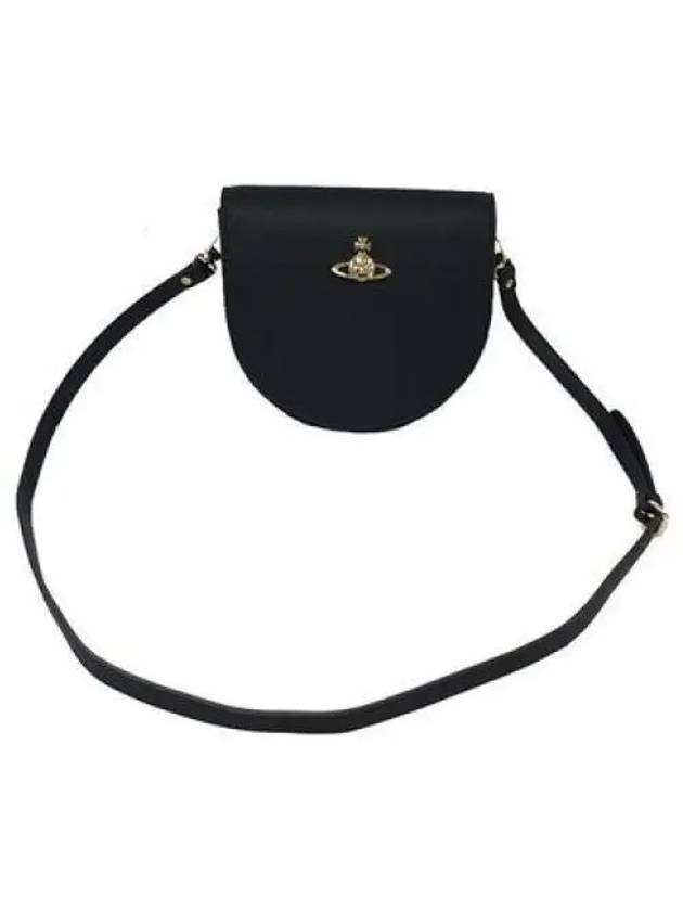 Women's Gold Logo Cross Saddle Bag Black - VIVIENNE WESTWOOD - BALAAN 2