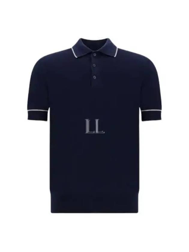 Stripe Trim Polo Shirt Blue - BRUNELLO CUCINELLI - BALAAN 2