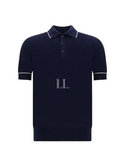 Stripe Trim Polo Shirt Blue - BRUNELLO CUCINELLI - BALAAN 2