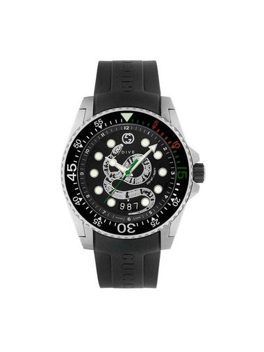 Dive King Snake Rubber 45mm Watch Black - GUCCI - BALAAN 1