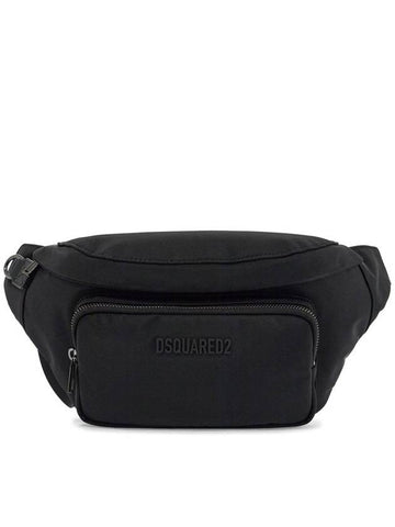 black waist bag in polyamide with adjustable shoulder strap - DSQUARED2 - BALAAN 1