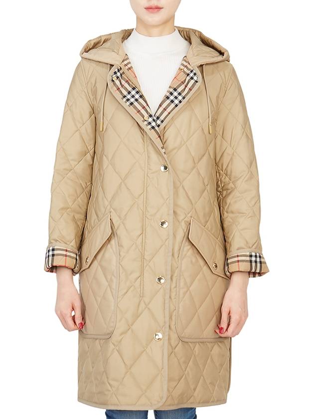 Diamond Quilted Thermoregulated Hoodie Padded Archive Beige - BURBERRY - BALAAN 5