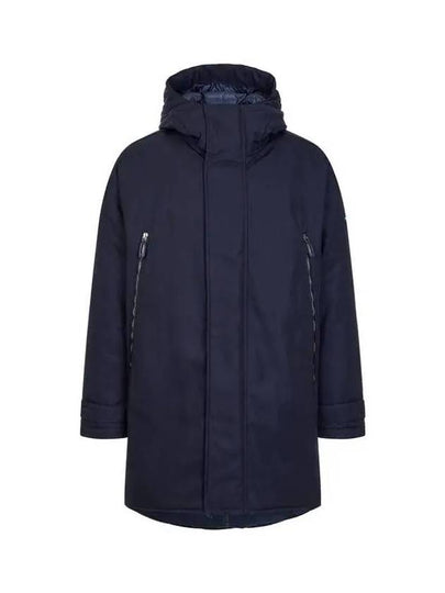 Men s hooded embroidered logo goose down padded coat navy 271065 - GIORGIO ARMANI - BALAAN 1