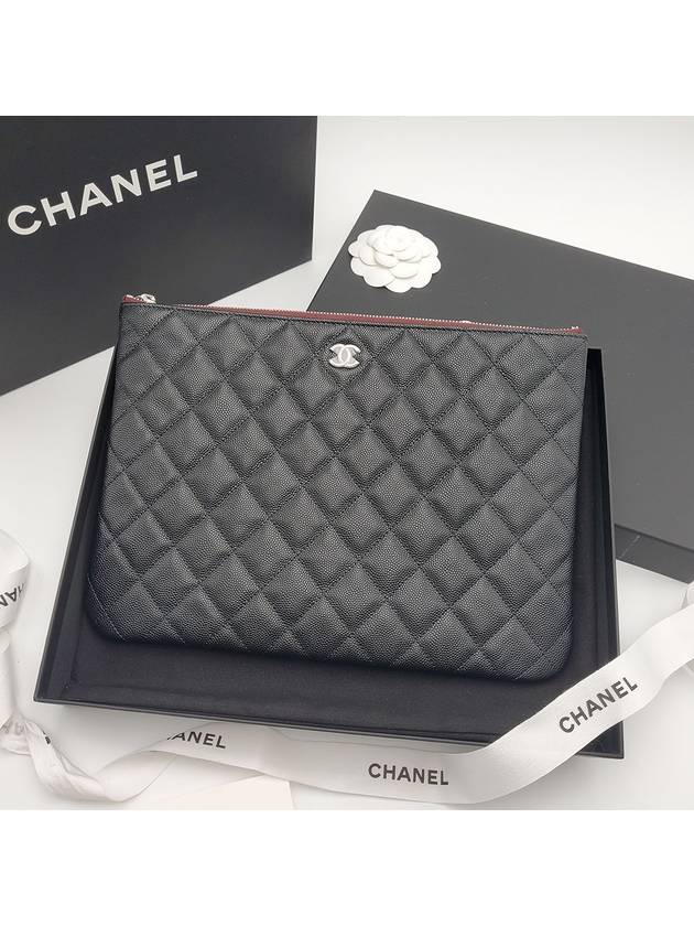 Classic Clutch Pouch Caviar New Medium Black Silver A82545 - CHANEL - BALAAN 4