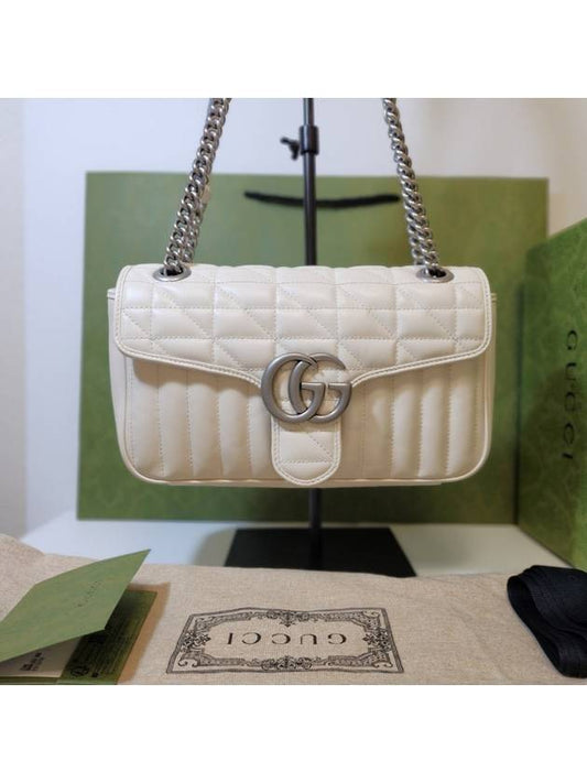 GG Marmont Matelasse Chain Shoulder Bag Small White - GUCCI - BALAAN 1