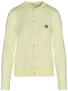 Fox Head Patch Knit Wool Cardigan Light Yellow - MAISON KITSUNE - BALAAN 3