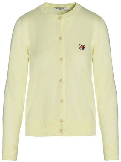 Fox Head Patch Knit Wool Cardigan Light Yellow - MAISON KITSUNE - BALAAN 2