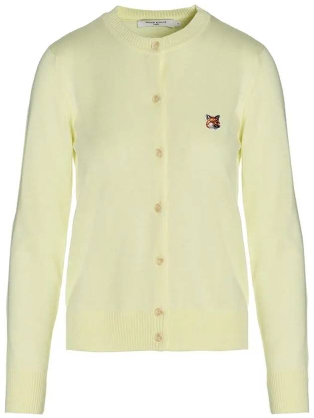 Fox Head Patch Knit Wool Cardigan Light Yellow - MAISON KITSUNE - BALAAN 3