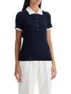 Contrasting Collar Wool Polo Shirt Navy - THOM BROWNE - BALAAN 3