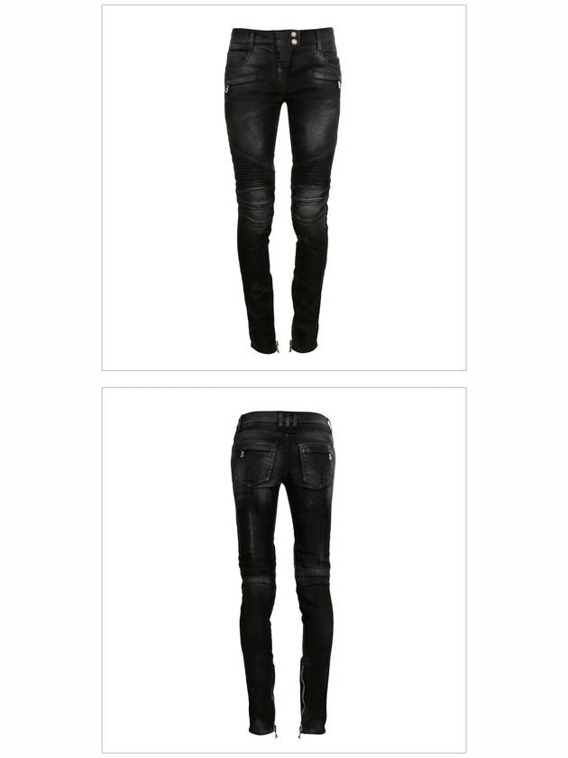 Women's Biker Skinny Jeans Black - BALMAIN - BALAAN 3