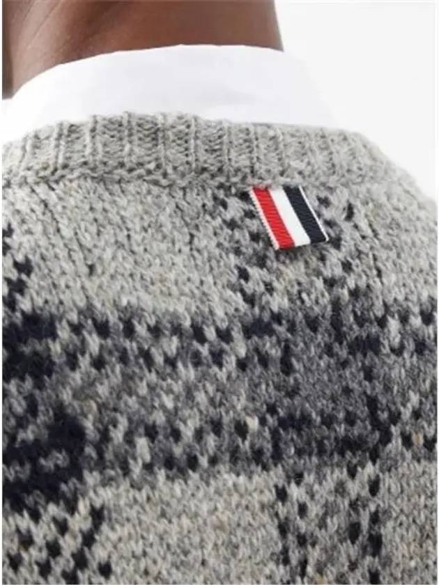 Trimmed Tartan Jacquard Mohair Knit Top Grey - THOM BROWNE - BALAAN 4