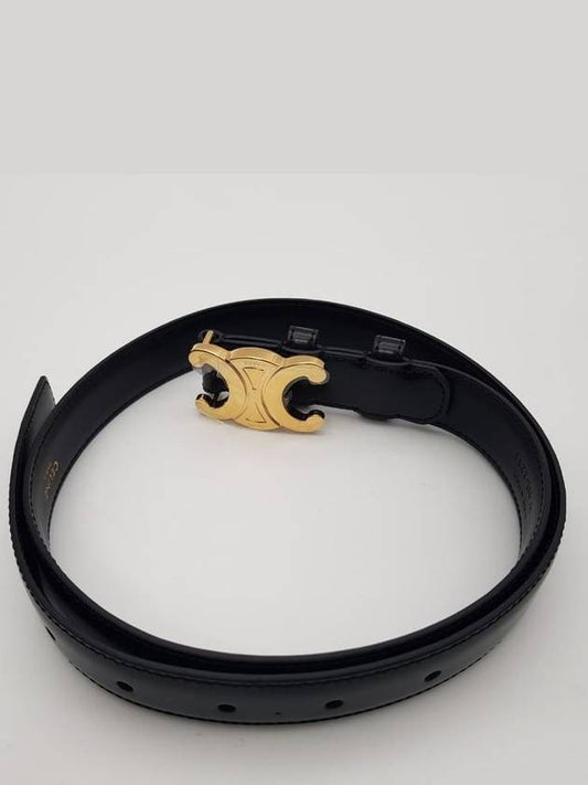 Triomphe Taurillon Medium Leather Belt Black - CELINE - BALAAN 2