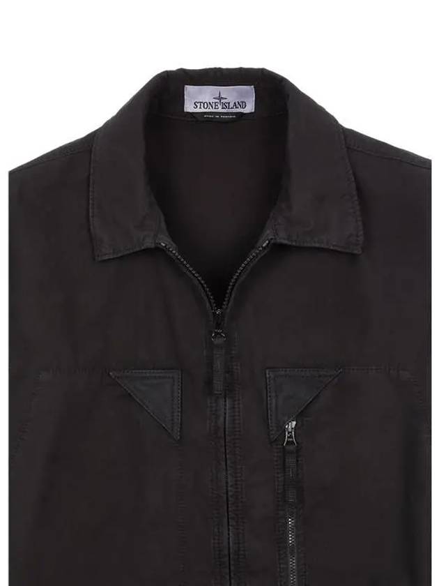 Wappen Patch Old Treatment Zip-Up Overshirt Black - STONE ISLAND - BALAAN 6