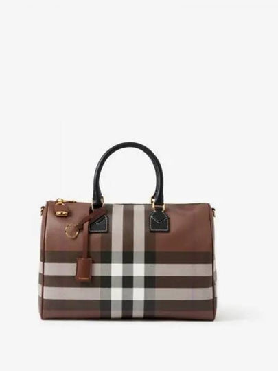 Women's Bowling Coated Canvas Cotton Shoulder Bag Brown - BURBERRY - BALAAN 2