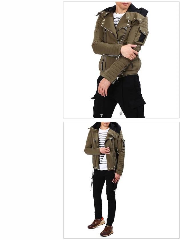 Biker Hooded Jacket Khaki - BALMAIN - BALAAN 4