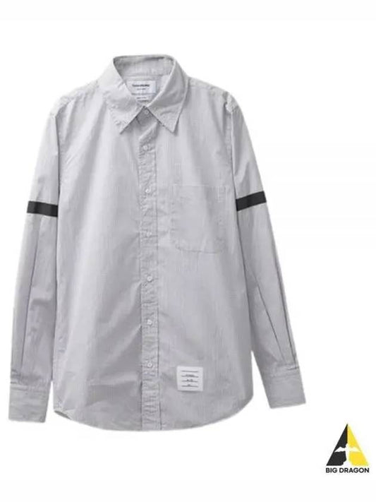 Men's Micro Check Poplin Long Sleeve Shirt Medium Grey - THOM BROWNE - BALAAN 2