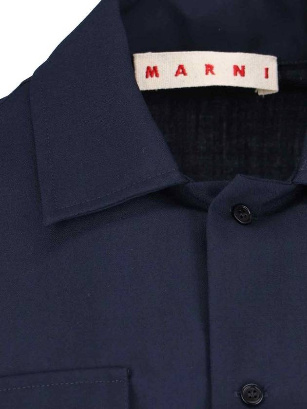 Logo Relaxed Fit Virgin Wool Long Sleeve Shirt Navy - MARNI - BALAAN 5