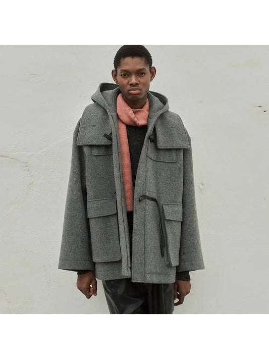 Overfit Hooded Duffel Half Coat Gray - NOIRER - BALAAN 1