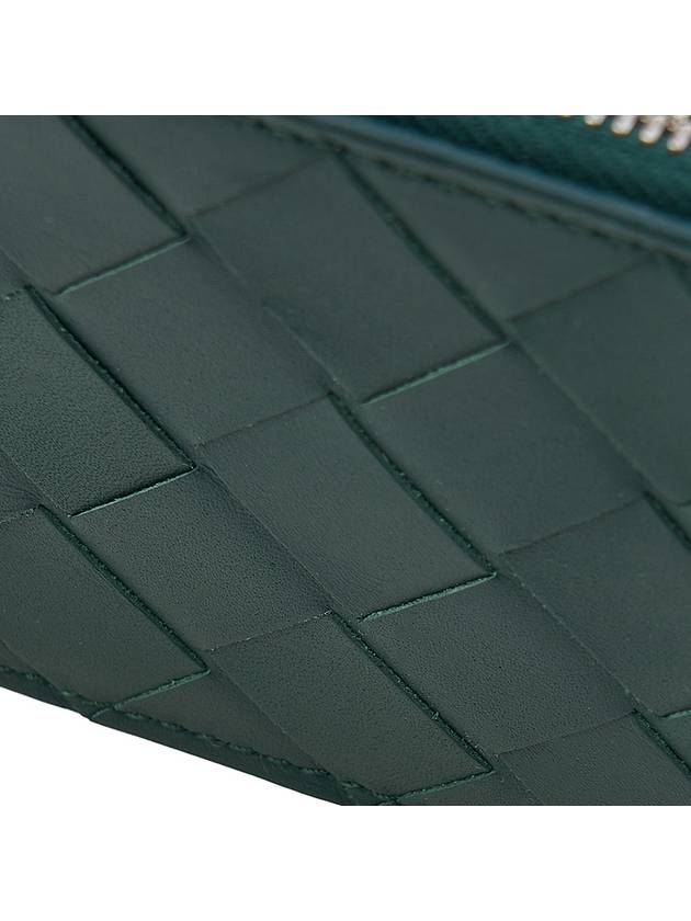 Intrecciato Zippered Leather Card Wallet Dark Green Navy - BOTTEGA VENETA - BALAAN 7