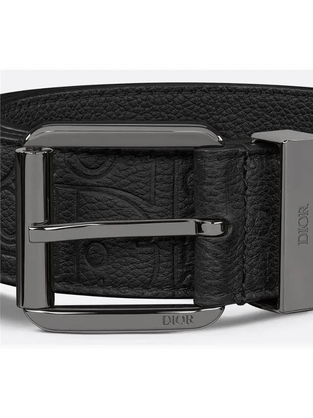 Oblique Embossed Gravity Leather Belt Black - DIOR - BALAAN 5